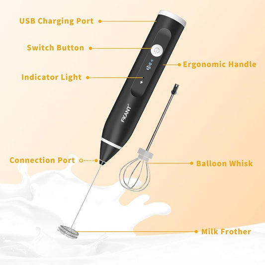2-in-1 USB Rechargeable Milk Frother & Egg Whisk