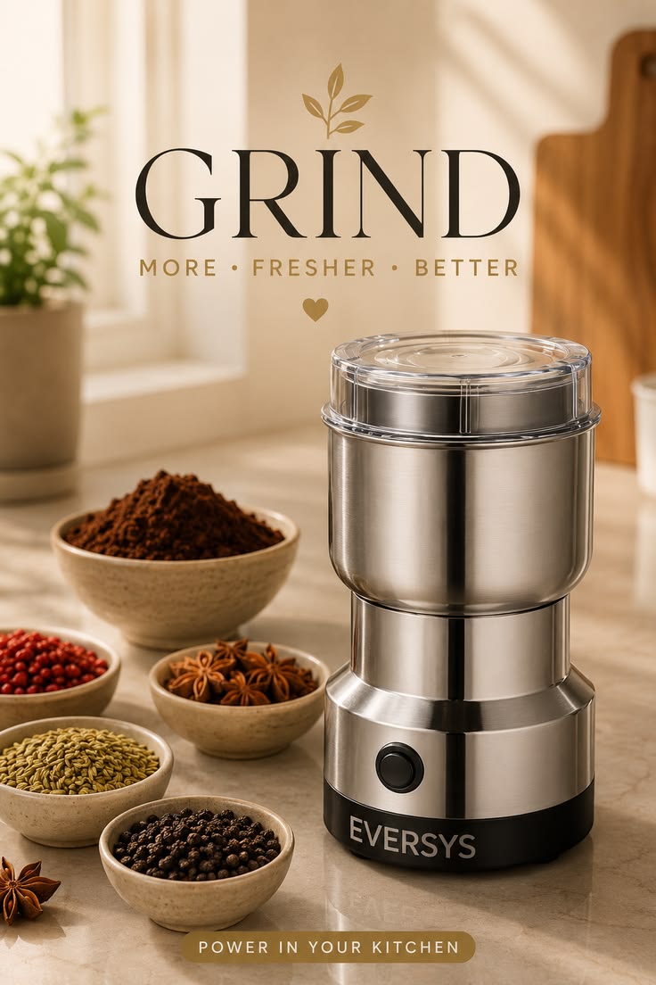 Electric Stainless Steel Spice & Coffee Grinder