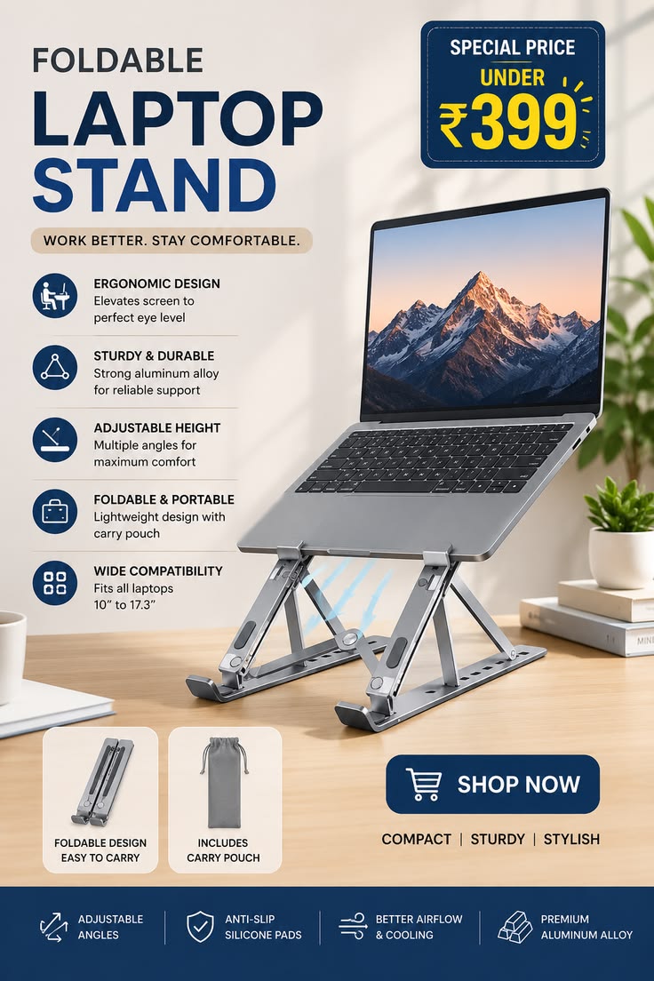 Foldable Adjustable Aluminum Laptop Stand