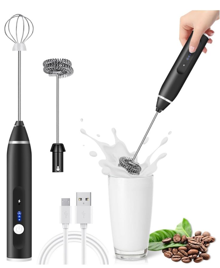 2-in-1 USB Rechargeable Milk Frother & Egg Whisk