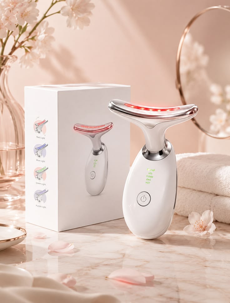 Rechargeable LED Face & Neck Beauty Massager
