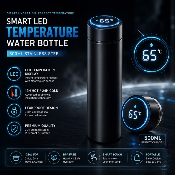 LED Temperature Display Vacuum Bottle