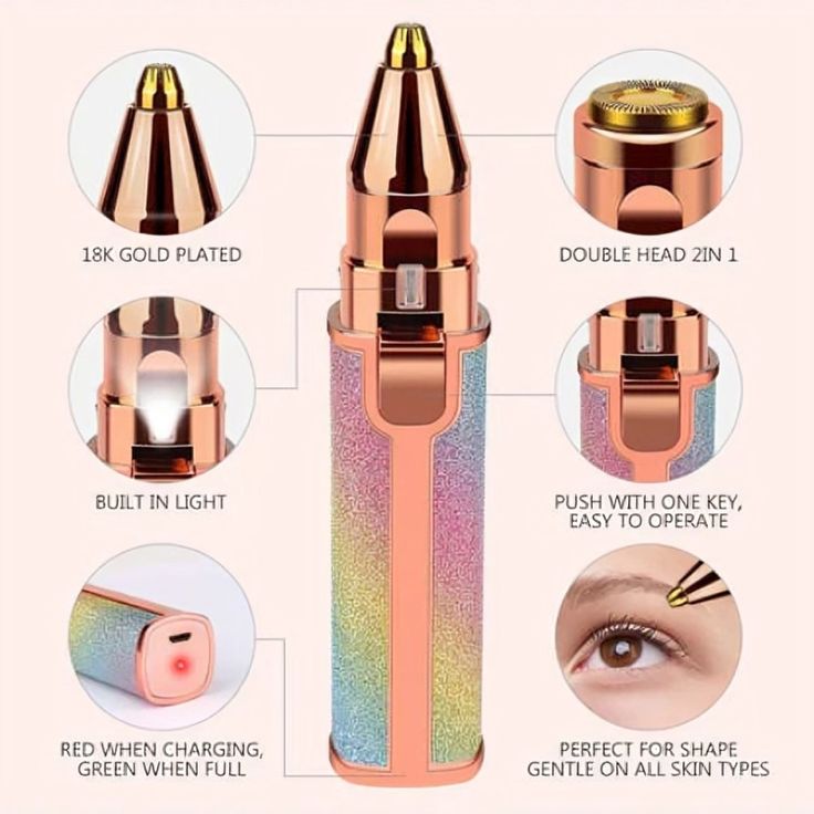 2-in-1 Rechargeable Eyebrow Trimmer & Facial Hair Remover